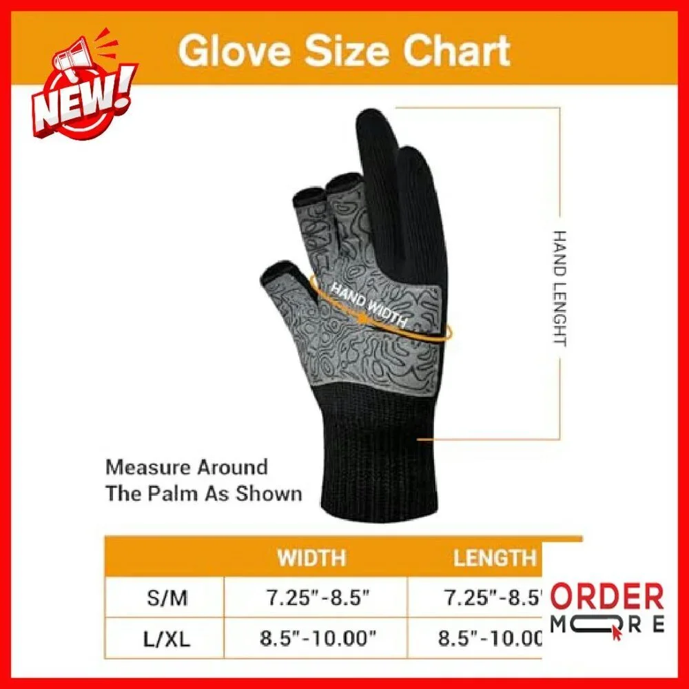 Merino Wool Fingerless Gloves 3-Cut Design Cold Weather Outdoor